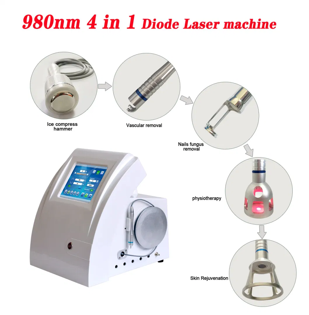 4 in 1 Spider Vein Removal Pen / 980nm Diode Laser Onychomycosis Nail Fungus / Physical Therapy Slimming Beauty Equipment